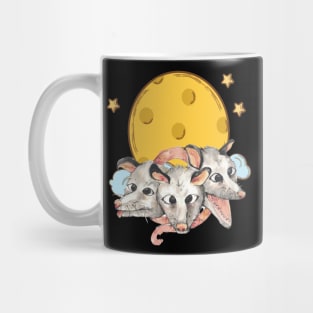 Three Opossums Howling at the Moon Funny Possum 3 Opossum Mug